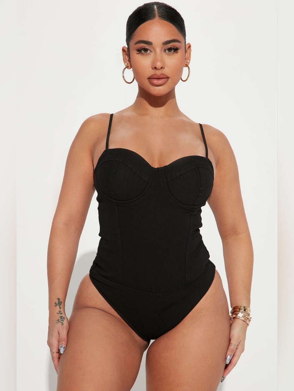 Fashion Nova (Haute Monde) CASSIDY Denim Bustier Sweetheart Bodysuit SZ LG